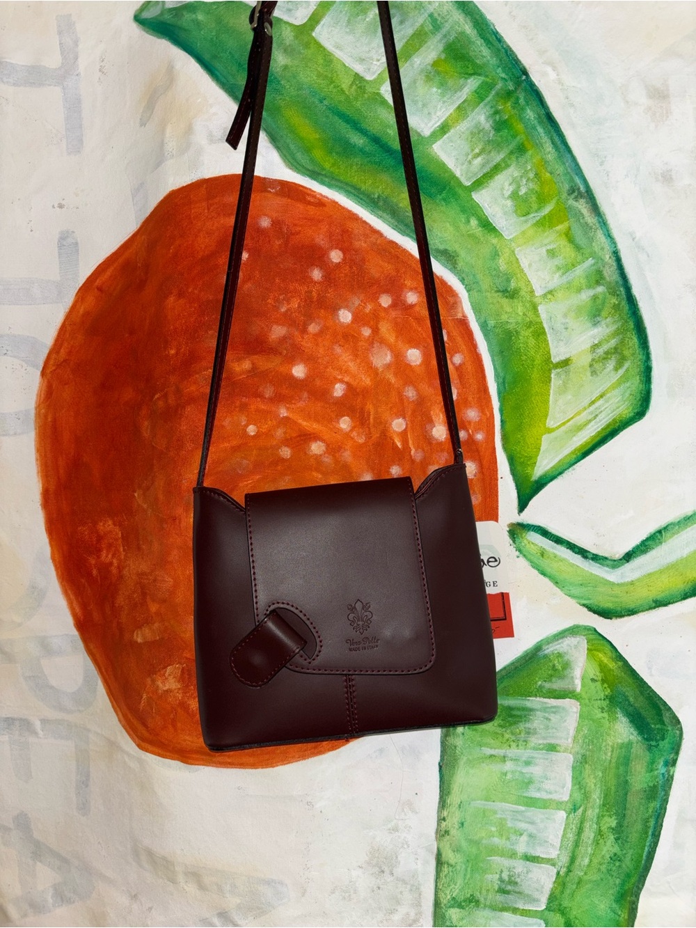 Vera Pelle Dark Purple Leather Crossbody
